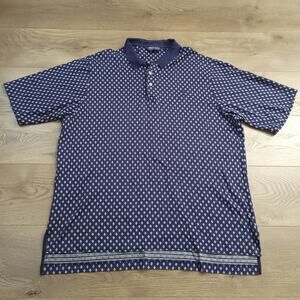 Polo Ralph Lauren Shirt Men Extra Large Blue Golf Preppy Casual Polo Geometric